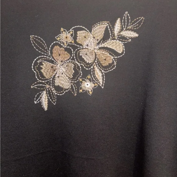 Alfred Dunner Black Blouse with Gold Embroidery - Picture 3 of 4